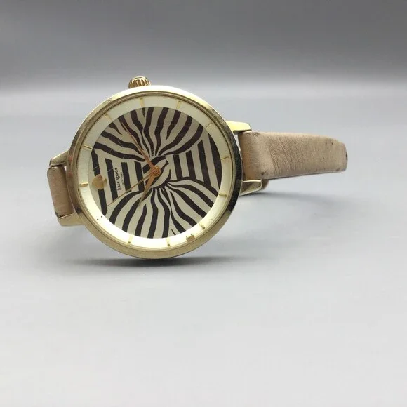 Kate Spade Metro Watch Womens 34mm Bow Stripe Dial Gold Tone New Battery - Picture 6 of 15